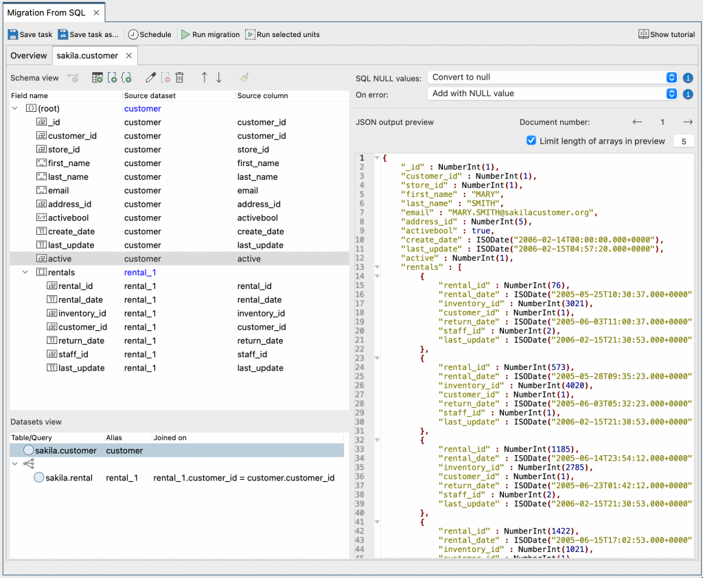 Studio 3T’s SQL to MongoDB Migration