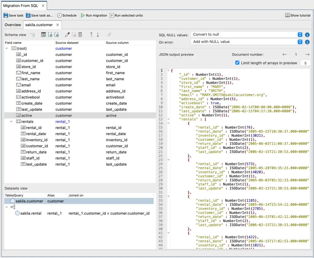 Studio 3T’s SQL to MongoDB Migration