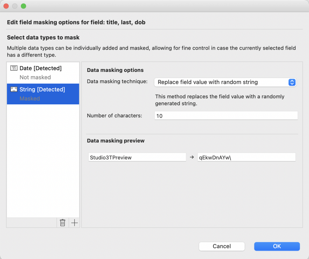 Studio 3T Conditional Data Masking