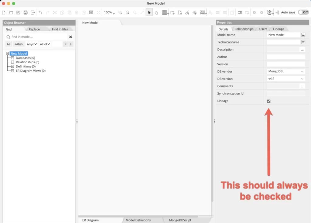 As Lineage Is Important. Always select the lineage checkbox
