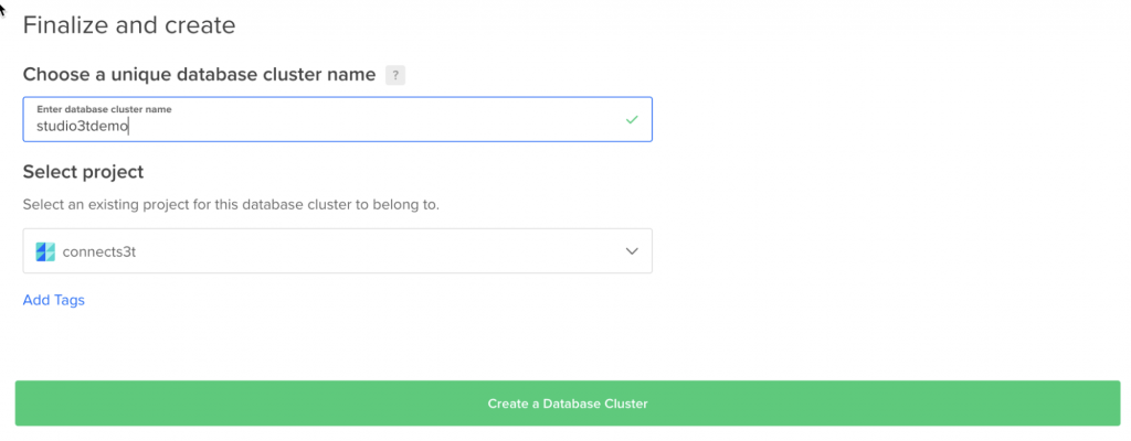 Completing the creation of the cluster