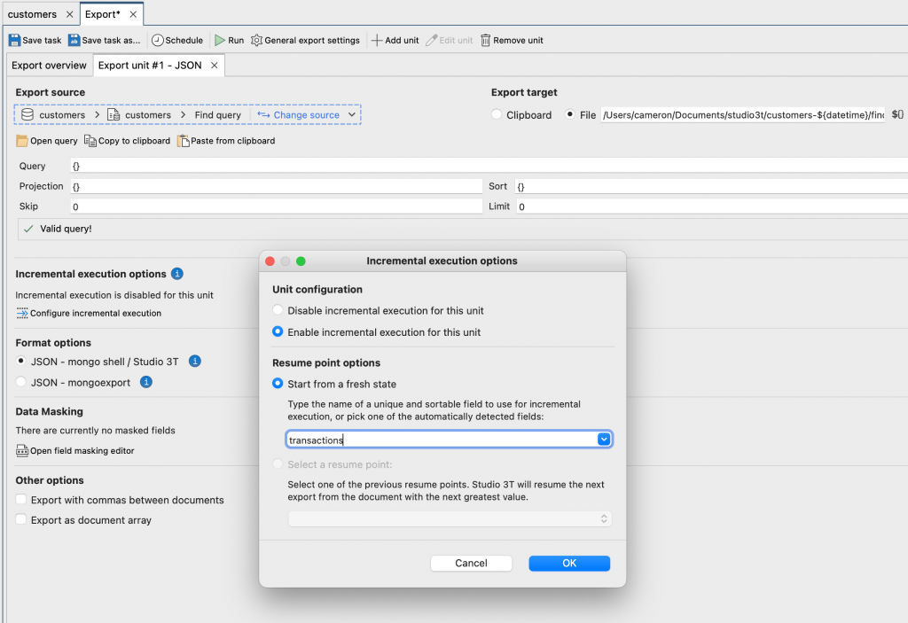 Studio 3T Incremental Migrations