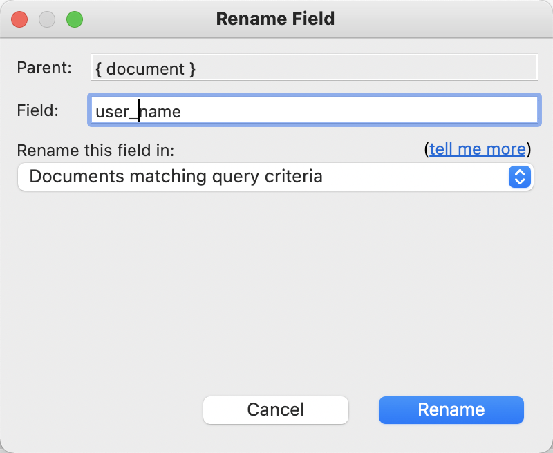 The Rename Field dialog