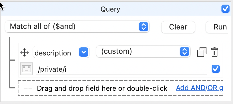 Using the Custom operation to directly enter a literal MongoDB Regex