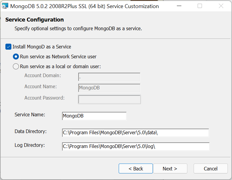 mongodb windows service