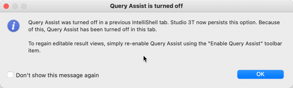 A Query Assist Warning
