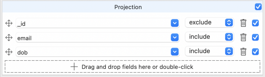 Adding _id to the projection to make it easier to copy and paste