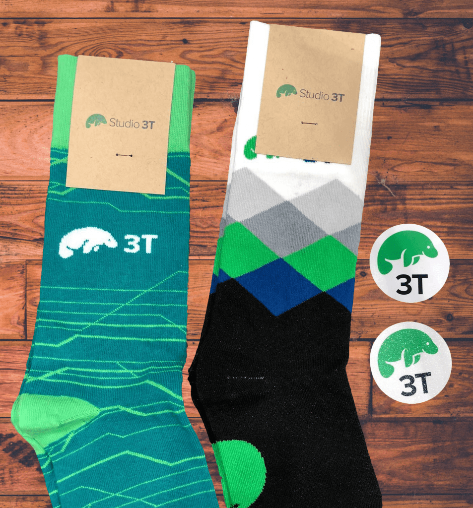 Socks and stickers for MongoDB.local London