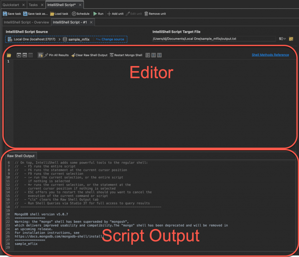 A closer look at the IntelliShell Script Task editor