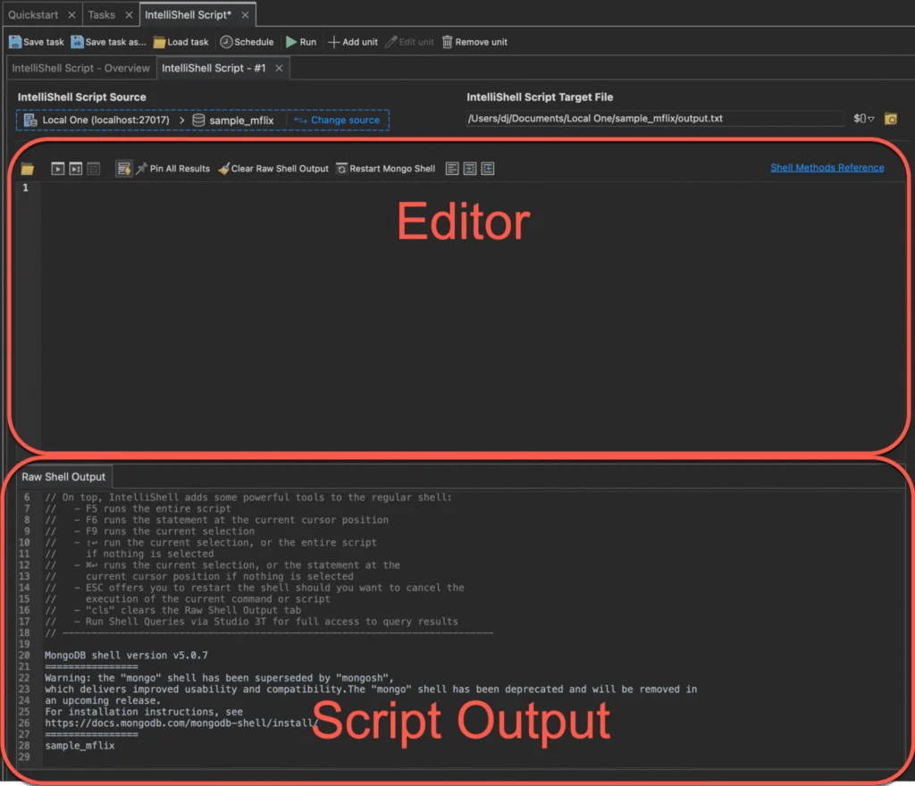 A closer look at the IntelliShell Script Task editor