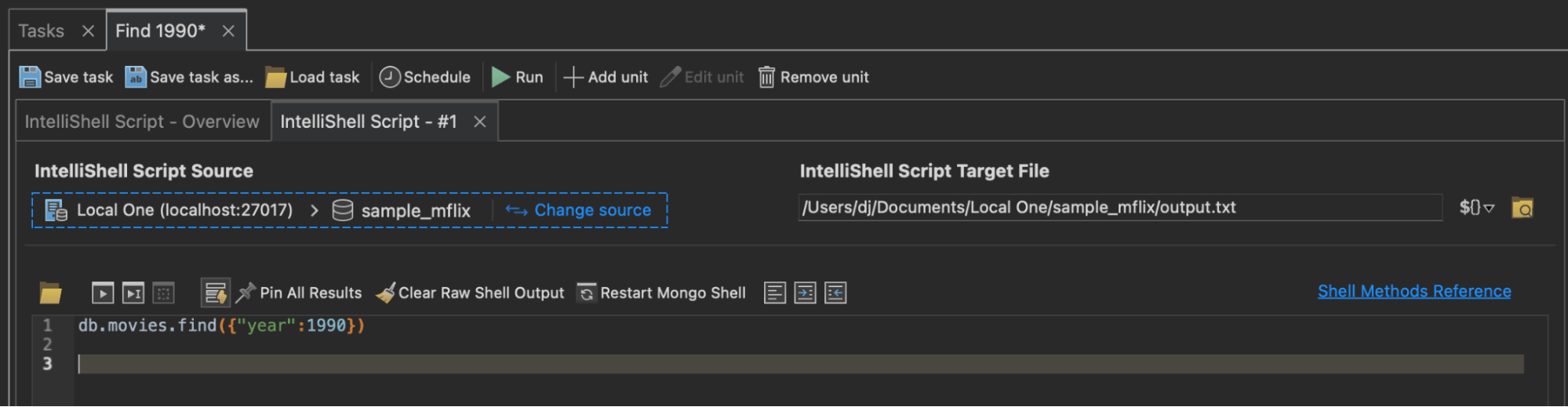 IntelliShell Script Tasks | Studio 3T