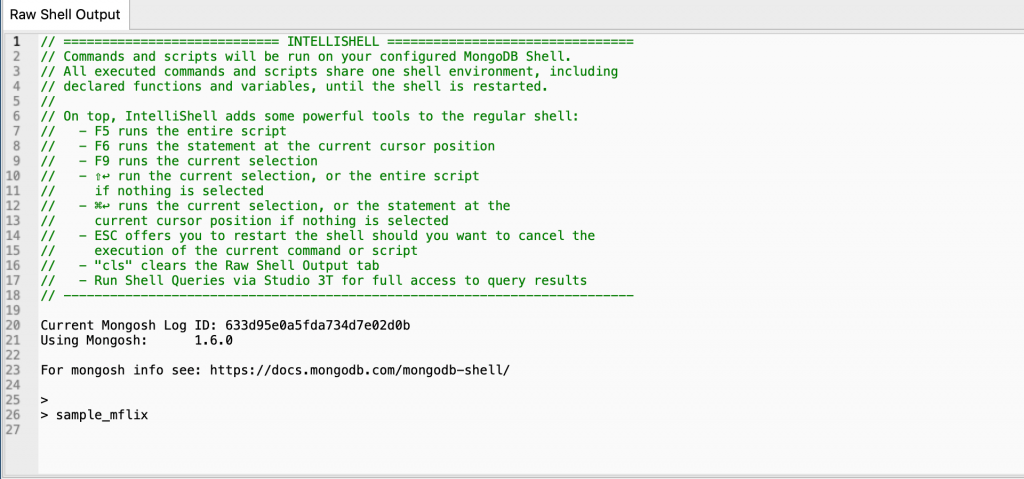 Raw shell output displayed when starting an IntelliShell session includes details of which version of shell is running