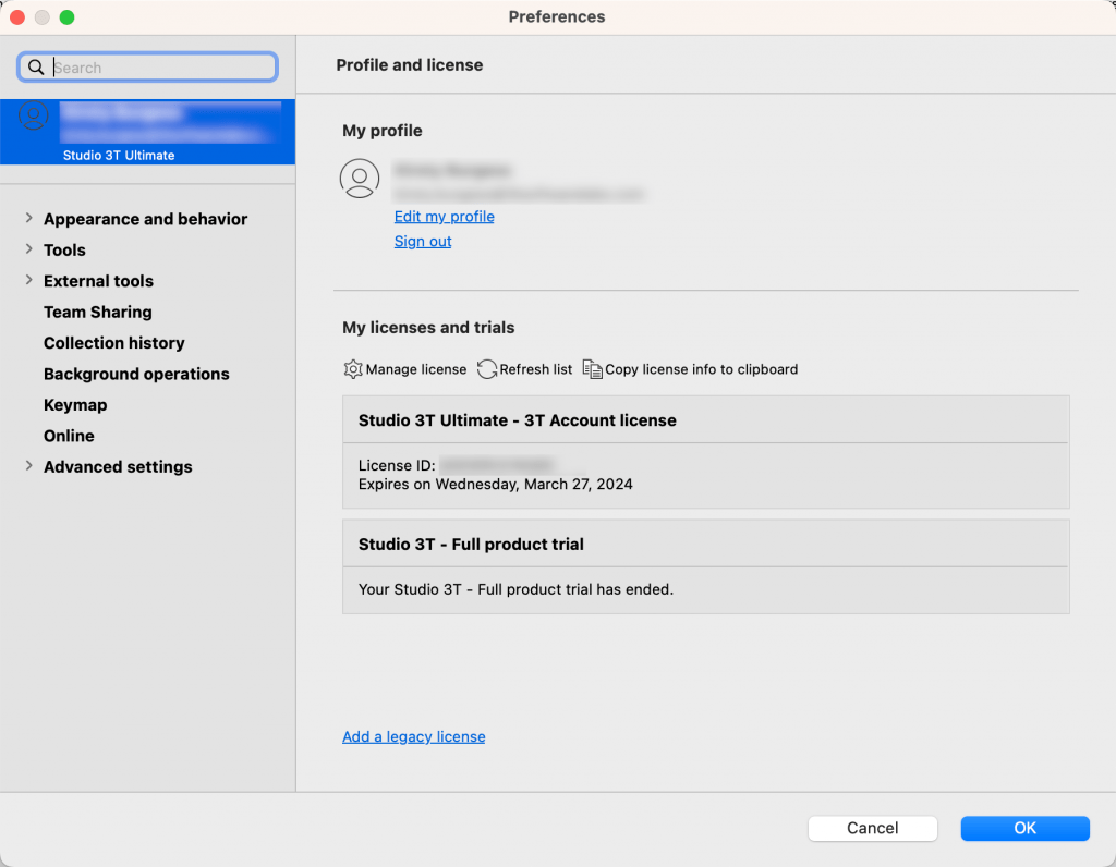 The new Preferences dialog in Studio 3T 2023.6