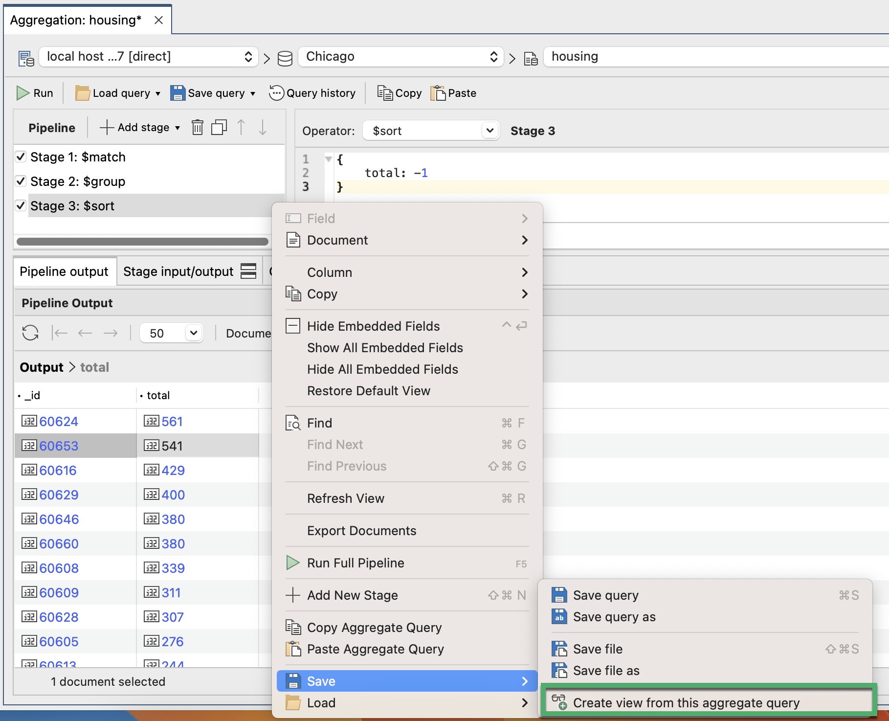 A MongoDB Aggregation Example with $match, $group & $sort