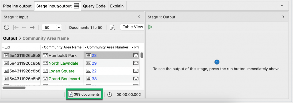 Check stage inputs with Aggregation Editor