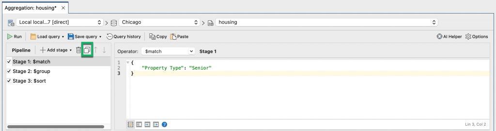 Duplicate any selected stage easily in the Aggregation Editor