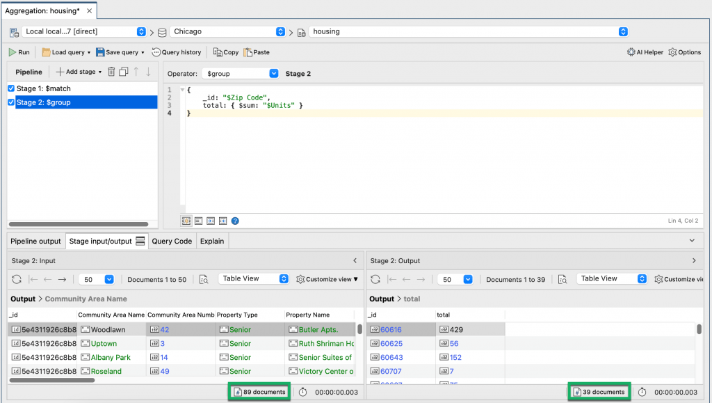 Group stage in the aggregation pipeline