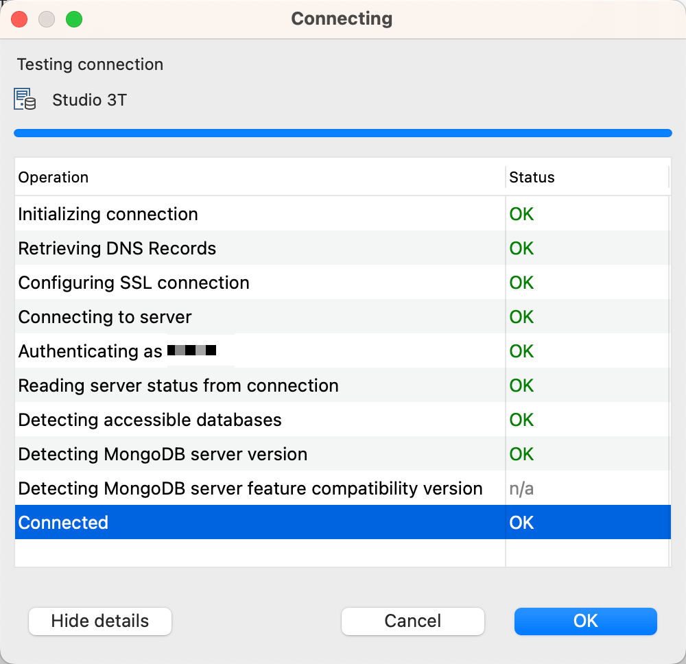 Test the MongoDB Atlas connection