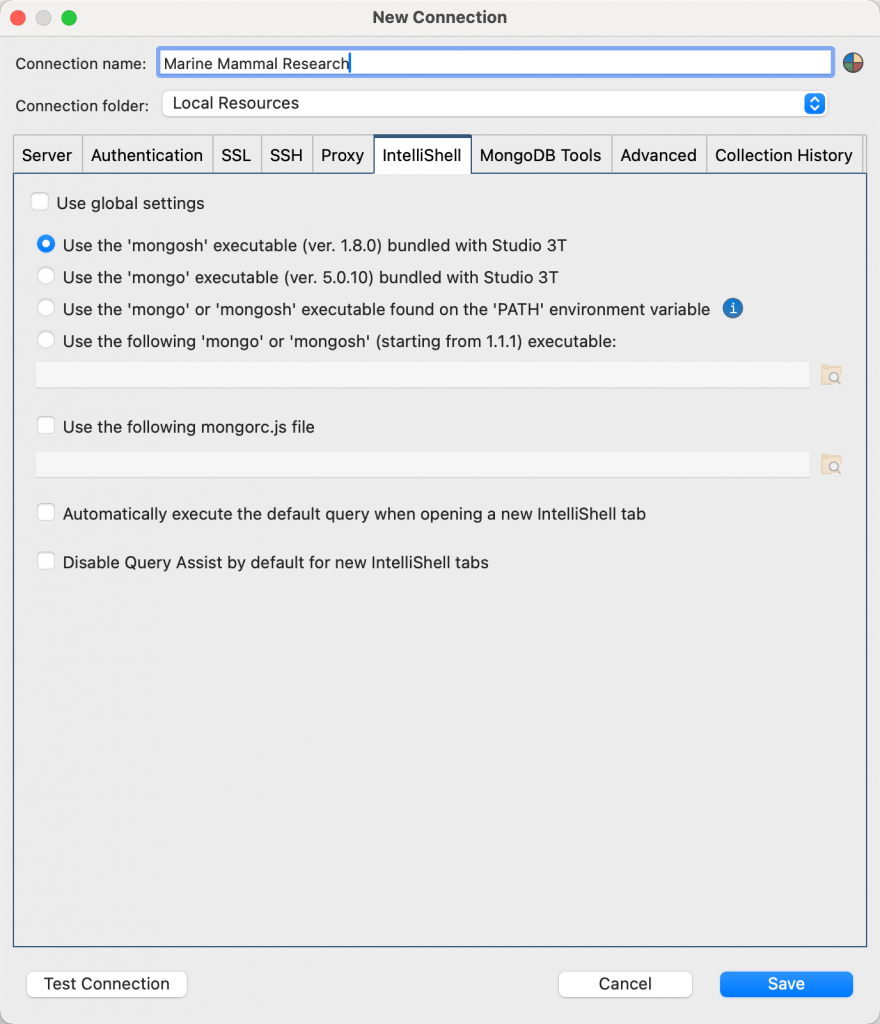 Specify the mongosh or mongo tool version for each connection