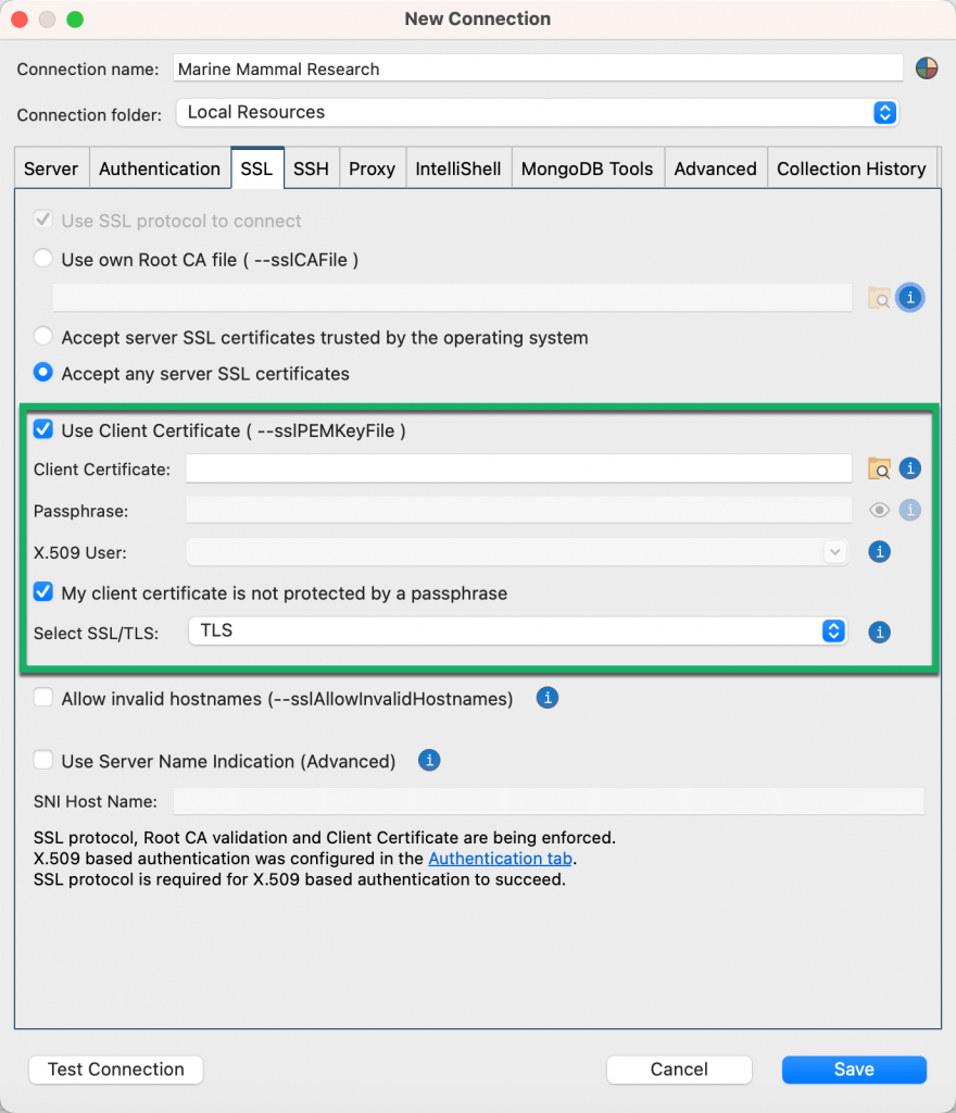 Using X.509? Set up the client certificate here