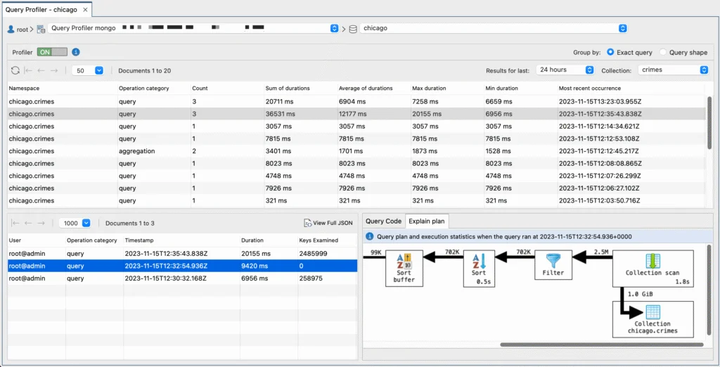 Studio 3T's Query Profiler for finding slow queries, investigating, and fixing MongoDB queries to speed up performance
