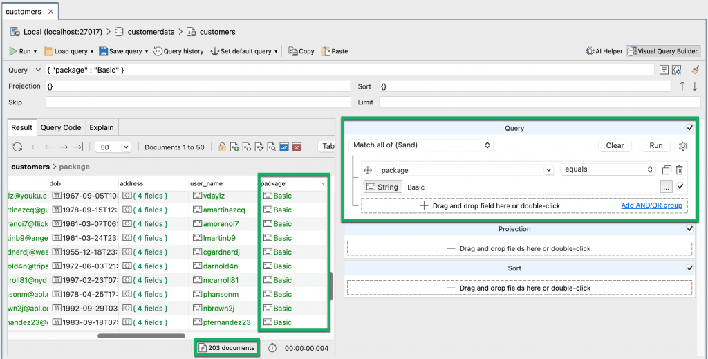 Export current query results