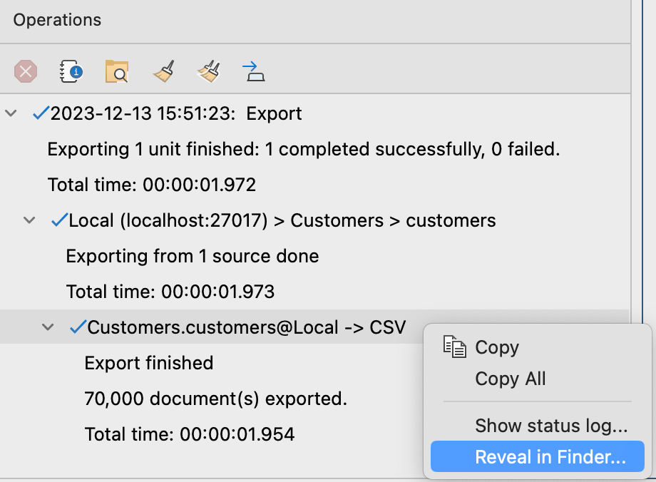 Get to your exported file directly from the Operations sidebar