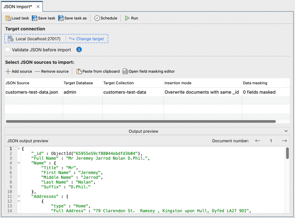 Import JSON to MongoDB