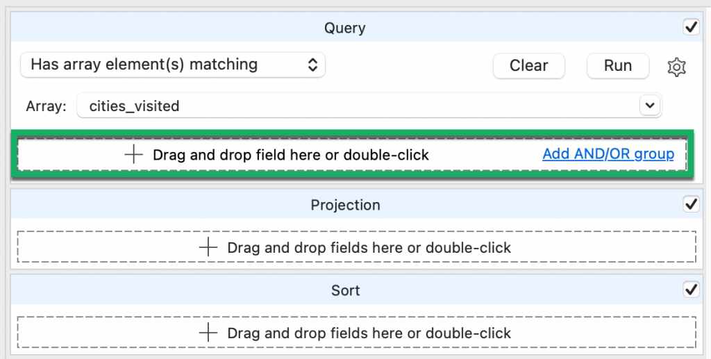 Double-click in the box under Array for array elements