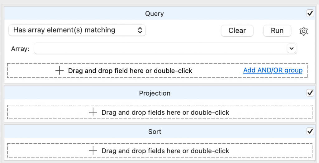 Choose Has array elements matching from the dropdown