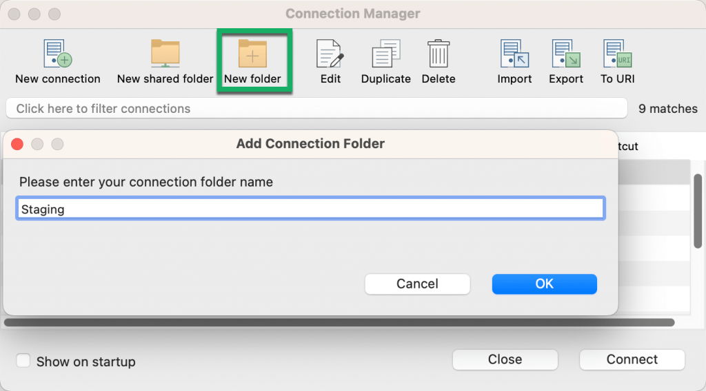 Create a connection folder