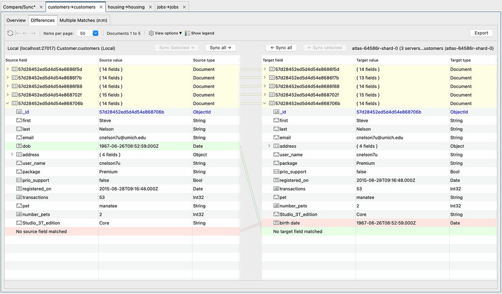 Click to expand and/or collapse fields or expand all or collapse all documents in one right-click