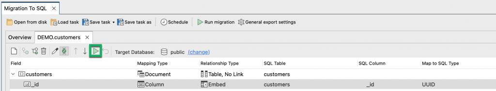 Click the Run monitored export button to run the export unit