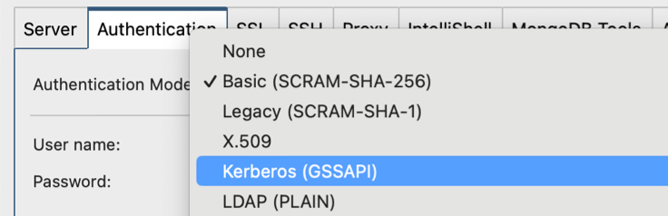 Studio 3T's Connection Manager supports LDAP and Kerberos for MongoDB Enterprise deployments