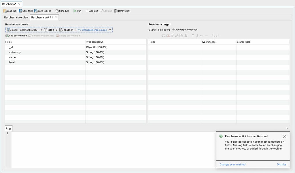 Reschema detects the fields in your MongoDB source collection