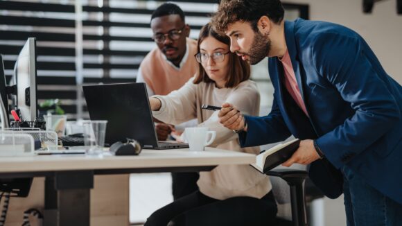 Business people look at vector search results