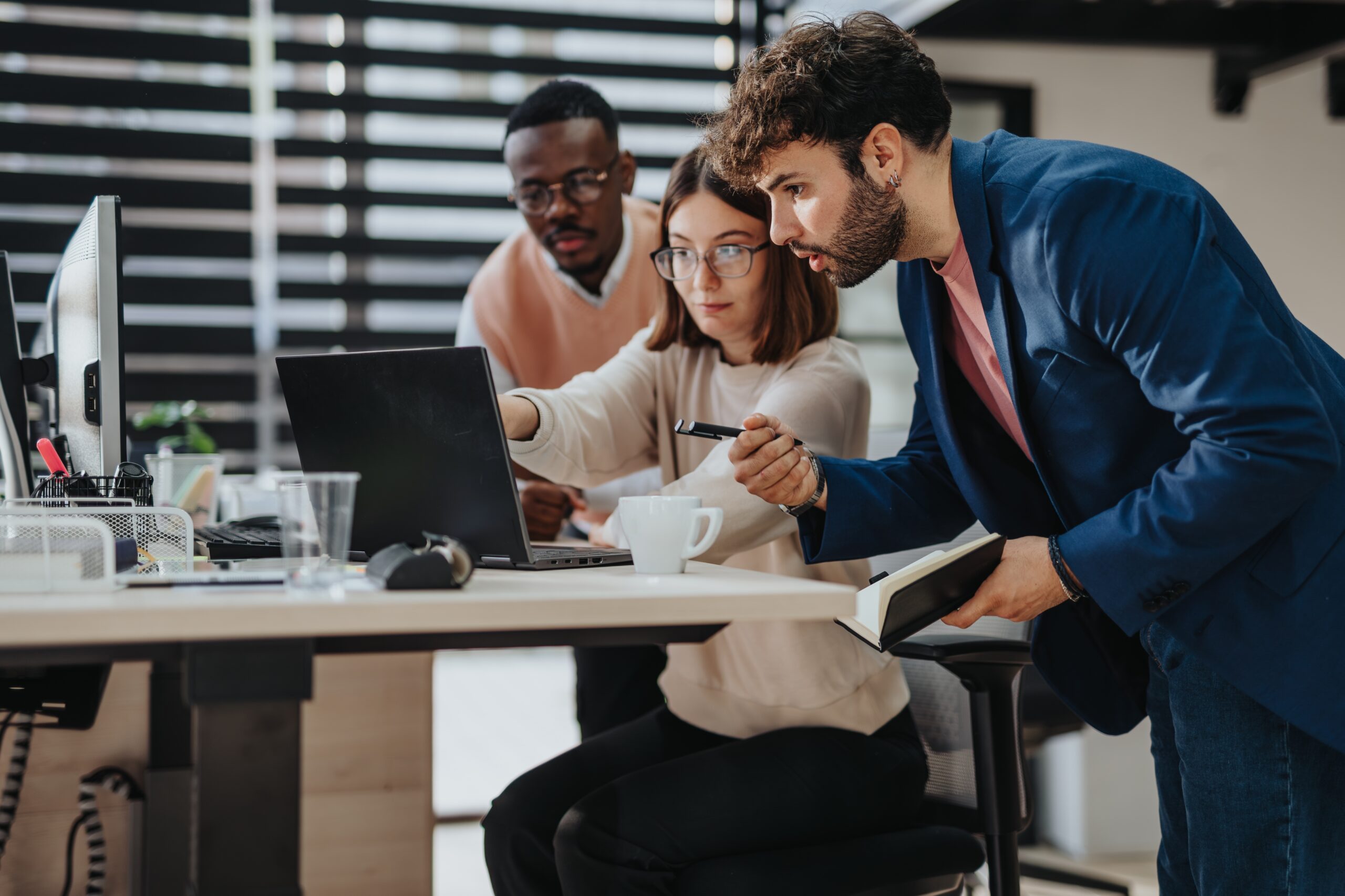 Business people look at vector search results